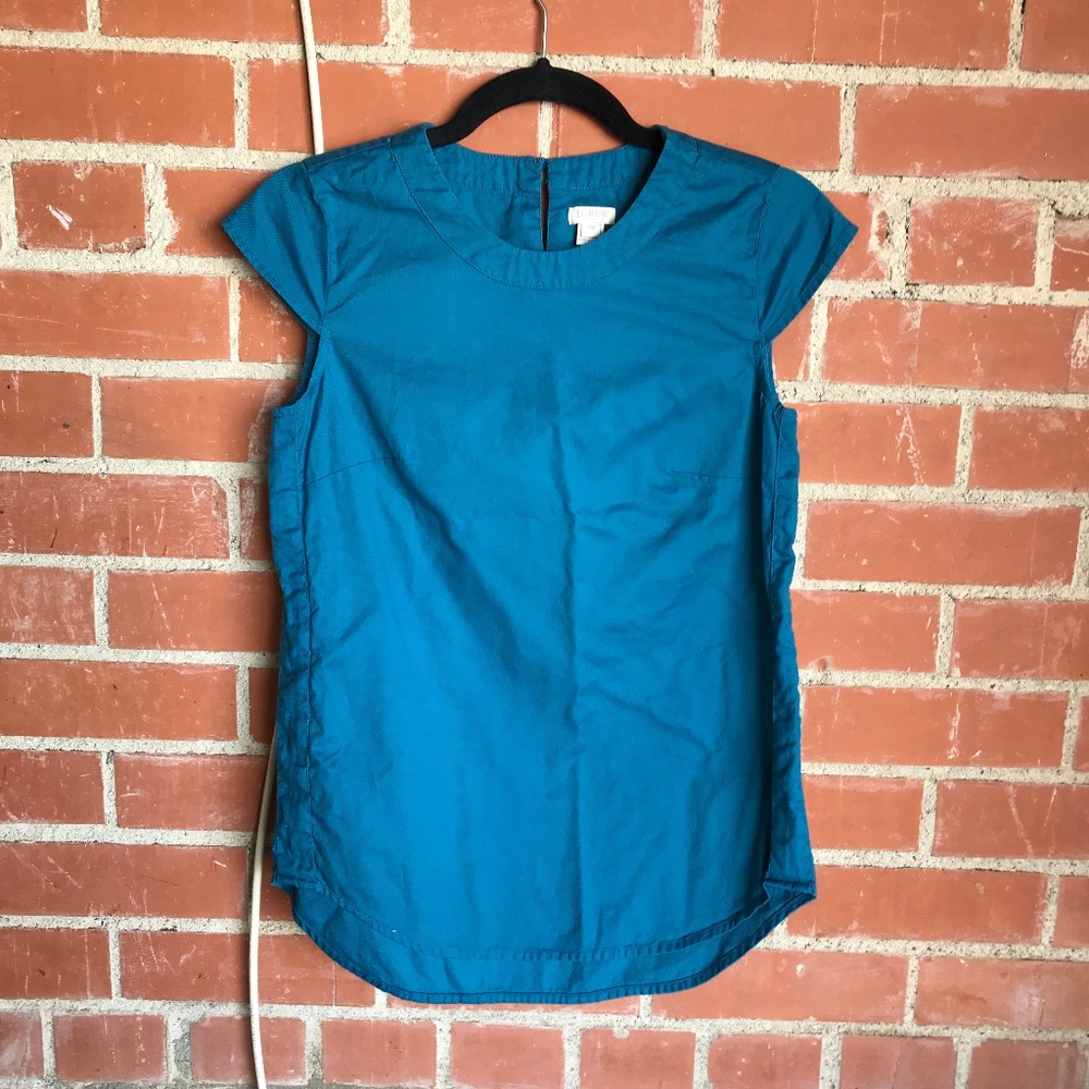 J. Crew teal cap sleeve cotton top size XXS